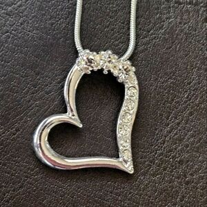Vintage Silver-tone Open Crystal Heart